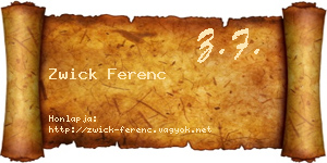 Zwick Ferenc névjegykártya